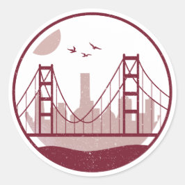 Skyline van Golden Gate Bridge Ronde Sticker