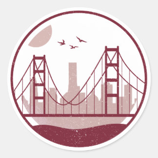 Skyline van Golden Gate Bridge Ronde Sticker