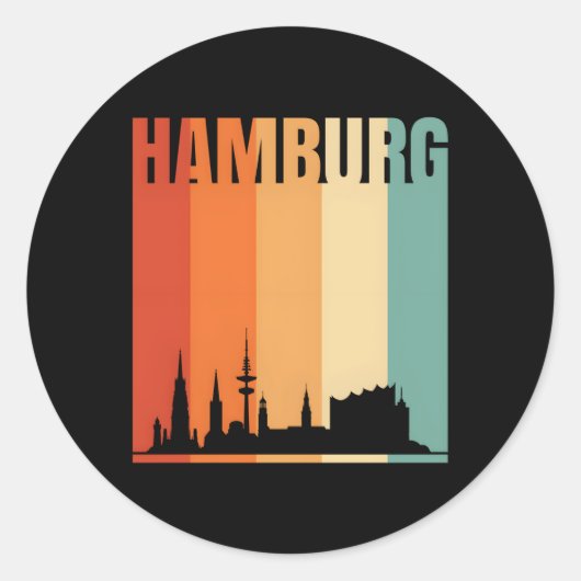 Skyline van Hamburg Ronde Sticker (Voorkant)