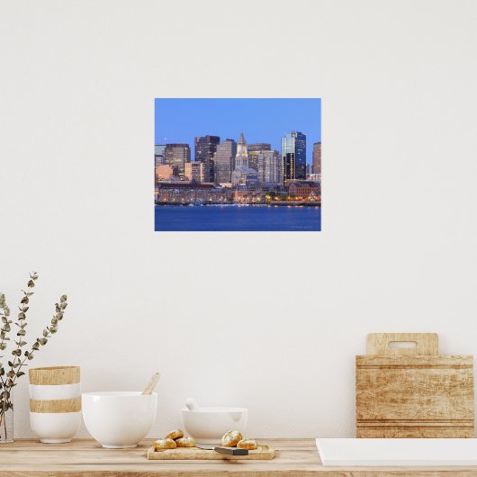 Skyline van het centrum van Boston uit het binnenl Poster (Keuken)