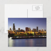 Skyline van het centrum van Chicago bij schemering Briefkaart (Voorkant / Achterkant)