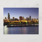 Skyline van het centrum van Chicago bij schemering Briefkaart (Voorkant)