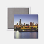 Skyline van het centrum van Chicago bij schemering Magneet (Voorkant / Achterkant)