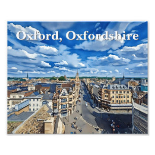 Skyline van het historische Oxford schilderij Foto Afdruk