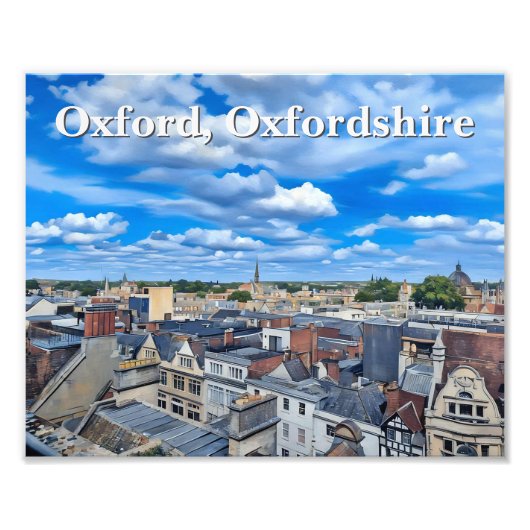Skyline van het historische Oxford schilderij Foto Afdruk (Voorkant)