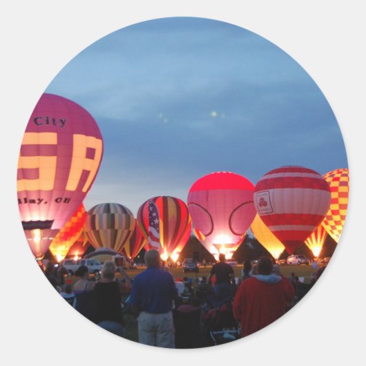skyline van heteluchtballon ronde sticker (Voorkant)