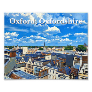 Skyline van historische Oxford acrylverf Foto Afdruk