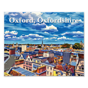 Skyline van historische Oxford acrylverf Foto Afdruk