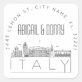 skyline van Italië | Afdichting van vooraf geadres Vierkante Sticker (Voorkant)