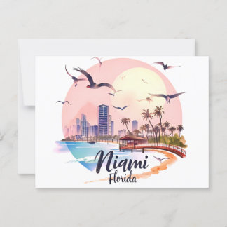 Skyline van Miami City Florida Briefkaart