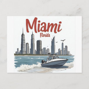 Skyline van Miami City Florida Briefkaart