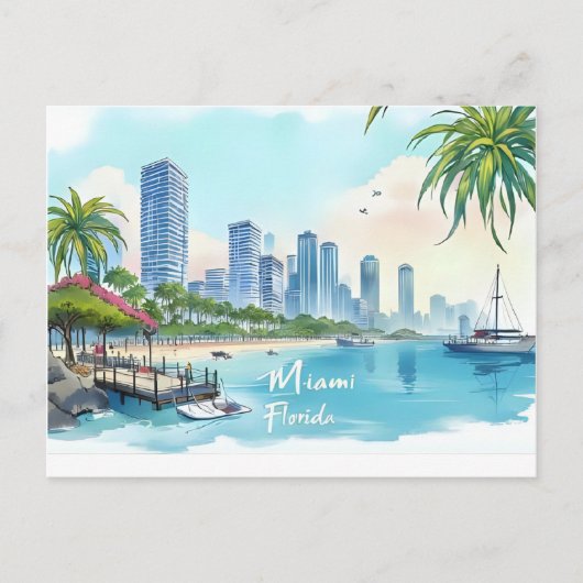 Skyline van Miami City Florida Briefkaart (Voorkant)