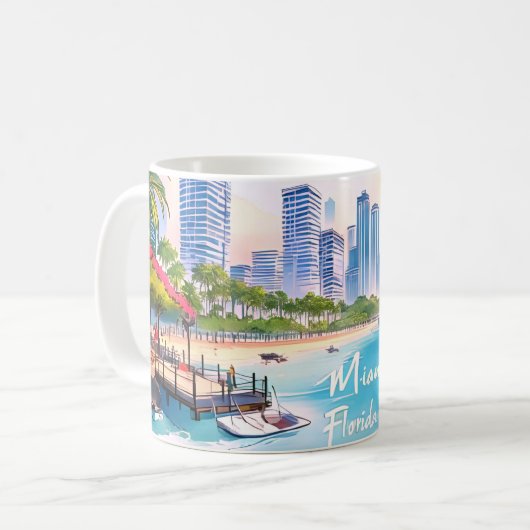 Skyline van Miami City Florida Koffiemok (Voorkant links)