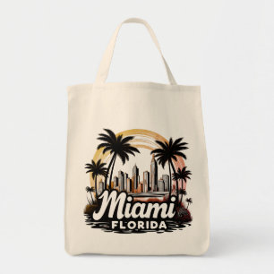 Skyline van Miami City Florida Tote Bag