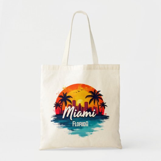 Skyline van Miami City Florida Tote Bag (Voorkant)
