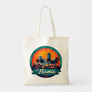 Skyline van Miami City Florida Tote Bag
