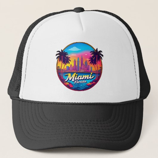 Skyline van Miami City Florida Trucker Pet (Voorkant)