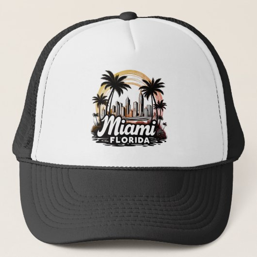 Skyline van Miami City Florida Trucker Pet (Voorkant)