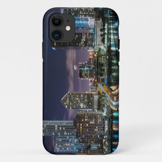 Skyline van Miami stad met brug 's nachts Case-Mate iPhone Case (Achterkant)