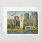  skyline van Montreal | Waterverf van Canada Feestdagenkaart (Voorkant / Achterkant)