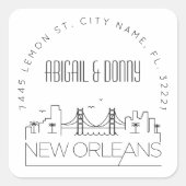 Skyline van New Orleans | Afdichting van vooraf ge Vierkante Sticker (Voorkant)