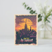 Skyline van New York door zonsondergang Briefkaart (Staand voorkant)