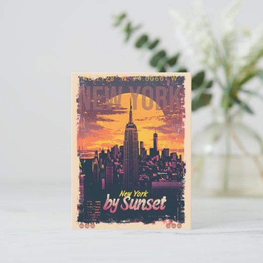 Skyline van New York door zonsondergang Briefkaart (Staand voorkant)