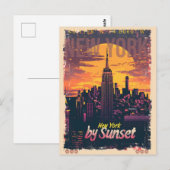 Skyline van New York door zonsondergang Briefkaart (Voorkant / Achterkant)