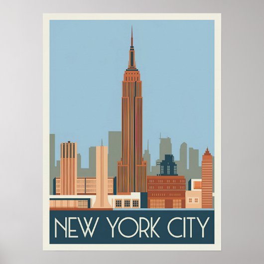 skyline van New York - Empire State Build Poster (Voorkant)