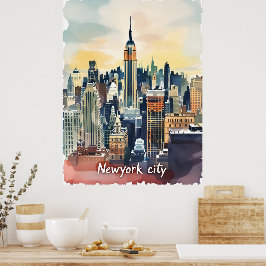  skyline van New York | Modern stedelijk Poster