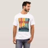  skyline van new york retro esthetisch t-shirt (Voorkant volledig)