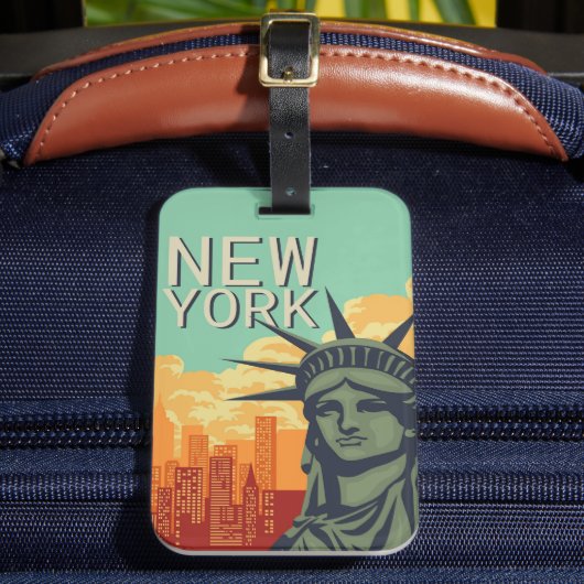 skyline van New York Vrijheidsbeeld Bagagelabel (Voorkant Insitu 2)