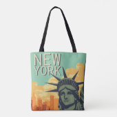  skyline van New York Vrijheidsbeeld Tote Bag (Achterkant)