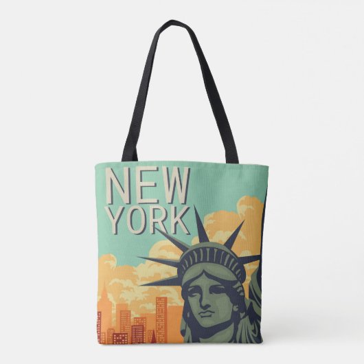  skyline van New York Vrijheidsbeeld Tote Bag (Achterkant)