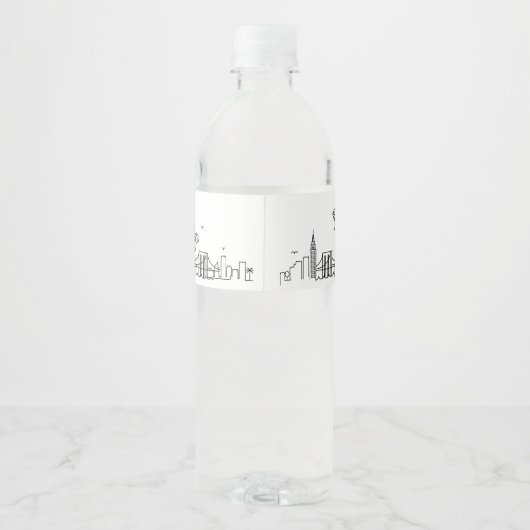 skyline van new york | welkomstbericht waterfles etiket (Achterkant)