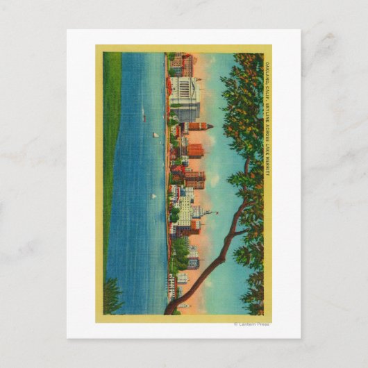 Skyline van Oakland over het Merritt-meer Briefkaart (Voorkant)