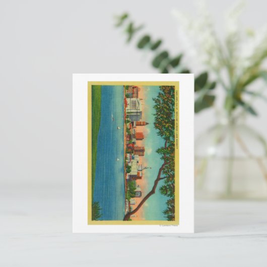 Skyline van Oakland over het Merritt-meer Briefkaart (Staand voorkant)