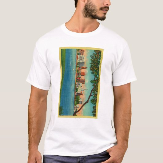 Skyline van Oakland over het Merritt-meer T-shirt (Voorkant)
