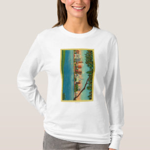 Skyline van Oakland over het Merritt-meer T-shirt