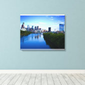 Skyline van Philadelphia canvas print (Insitu (Houten vloer))