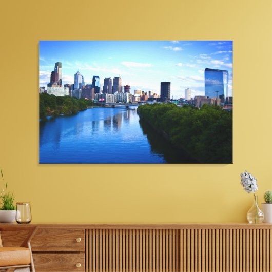 Skyline van Philadelphia canvas print (Insitu (Woonkamer))
