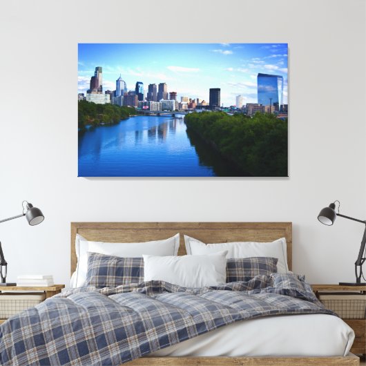 Skyline van Philadelphia canvas print (Insitu (Slaapkamer))