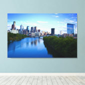 Skyline van Philadelphia canvas print (Insitu (Houten vloer))