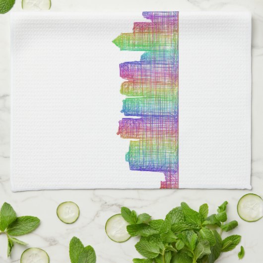 skyline van Philadelphia Theedoek (Gevouwen)