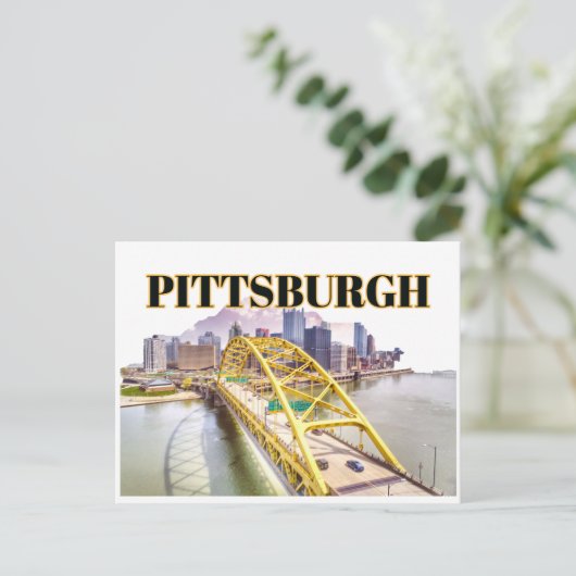 Skyline van Pittsburgh en Fort Pitt Bridge Briefkaart (Staand voorkant)