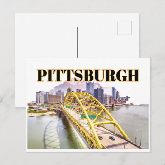 Skyline van Pittsburgh en Fort Pitt Bridge Briefkaart (Voorkant / Achterkant)