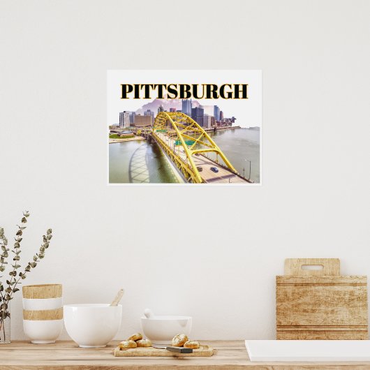 Skyline van Pittsburgh en Fort Pitt Bridge Poster (Keuken)