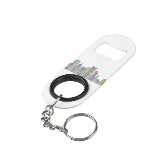 skyline van Pittsburgh Mini Flessenopener (Achterkant Gekanteld)