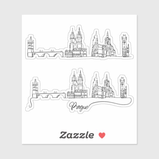 skyline van praag sticker (Vel)