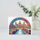 Skyline van San Antonio Texas Briefkaart (Staand voorkant)